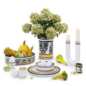 Ethno Tableware And Green Hydrangea