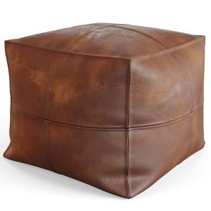 Vintage Leather Pouf by CB2