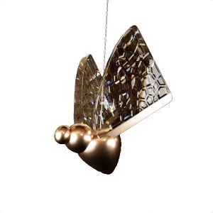 Butterfly Led Clear And Gold Unique Pendant Light