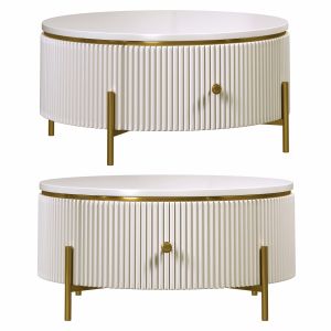 Modern Round Coffee Table With Storage Faux Marble