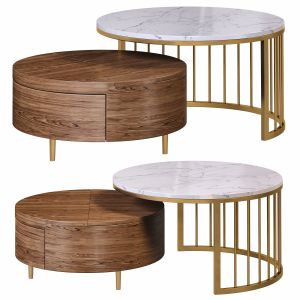 Whitewalnut Round Nesting Coffee Table By Homary