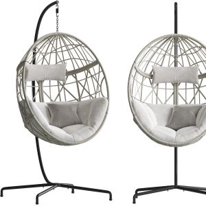 Ulax Furniture Patio Wicker Swing Egg Chair