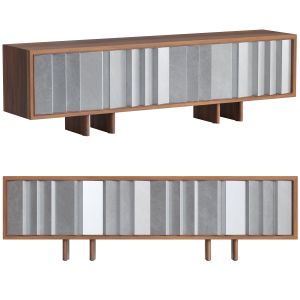 Sb2 Kibo Large Steel And Oak Media Credenza