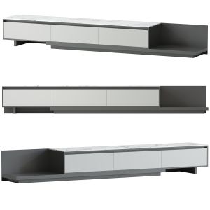 Fero Modern Black Extendable Stone & Wood Tv Stand