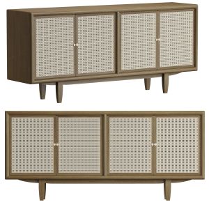 Nordic Walnut Sideboard Buffet Rattan