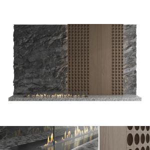 Decorative Wall With Fireplace Set 57