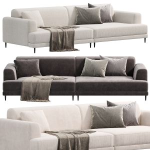 Contemporary Fabric Seating Square Arm Sofa