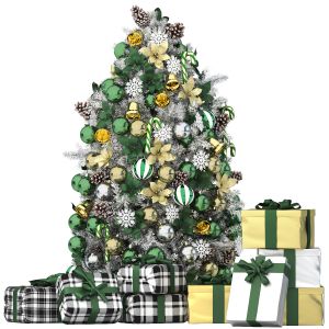 Christmas Tree With Green Ornaments