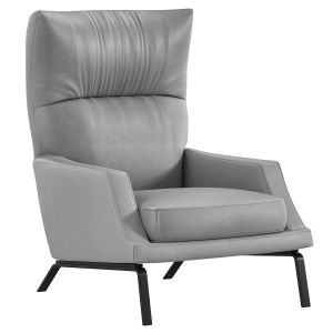 Light Grey Lather Armchair By Natuzzi Italia Colle