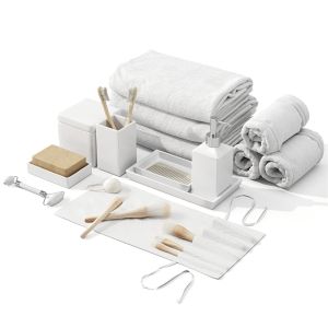 White Earthenware Bathroom Set 01 Zara Home