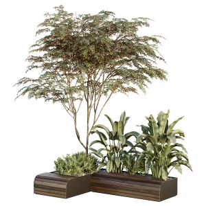 Urban Environment Set Of Green Plant Benches 19