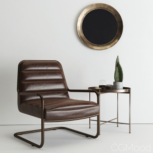 Chestnut Faux Leather Lounge Chair