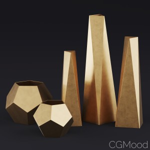 Rh Brass Geometric Vase Collection