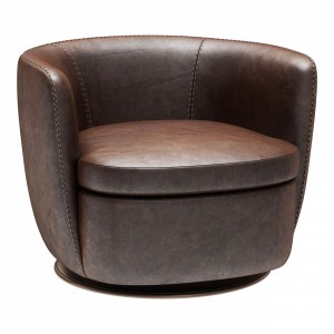 Restoration Hardware Klein Leather Swivel Chair