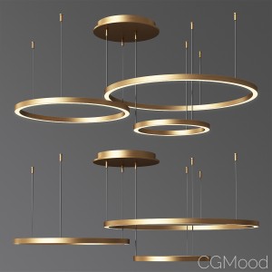 Art Deco Small & Large Hoops Led Ring Chandelier