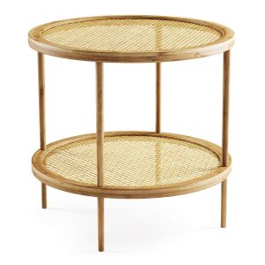 Double Wooden Rattan Coffee Table