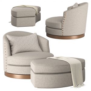 721 - Swivel Chair And Ottoman - Burton James