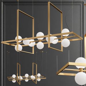 Modernrail Orb Rectangle Frame Chandelier