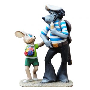 Sculpture Of The Characters Wolf And The Hare