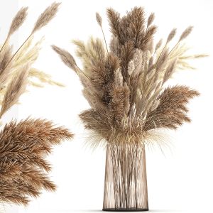 Bouquet Of Dried White Reeds In A Vase 146