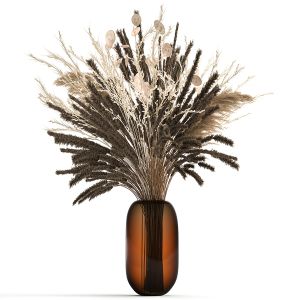 Bouquet Of Dried Flowers In A Glass Vase 137