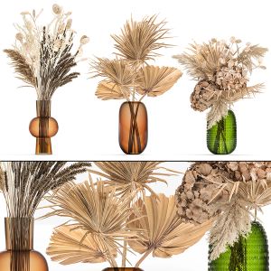 Bouquet Of Dried Flowers In A Glass Vase 135