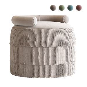 21st Century Beth Fringes Stool Cotton Velvet