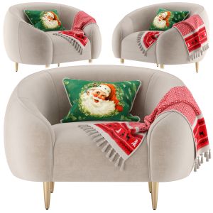 Trudy Armchair With Christmas Pillow And Blanket