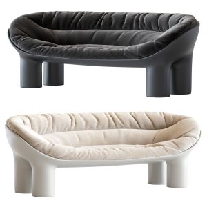 Roly Poly Polyethylene Sofa In Concrete With Cushi