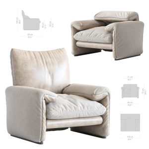 White Sheepskin Maralunga Armchair By Vico Magistr