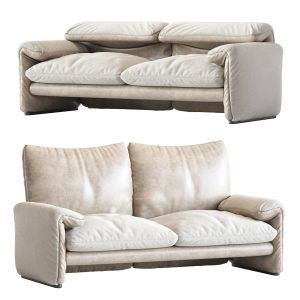 White Sheepskin Maralunga Sofa By Vico Magistretti