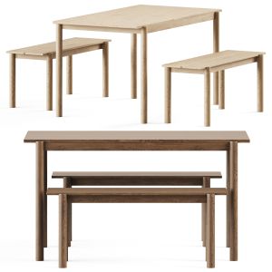 Linear Wood Table And Bench L140cm By Muuto