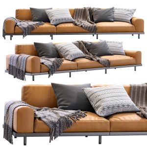 Naviglio Sofa By Arflex  Leather 3 Seater