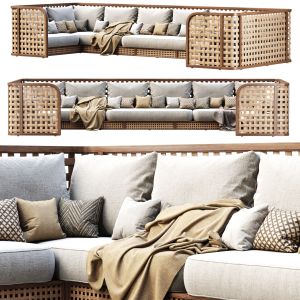 Sofia Large Rattan Restaurant Sofa