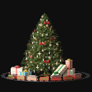 Christmas Tree With A Steam Locomotive