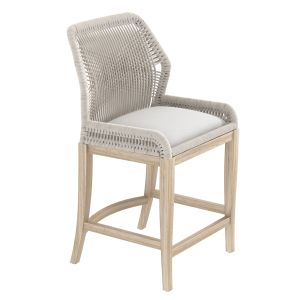 Kathy Kuo Home  Lorry Coastal Beach Taupe Stool