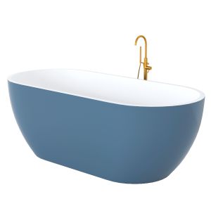 Blue Freestanding Double Ended Bath