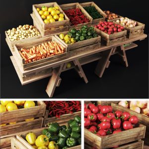 Fruit And Vegetable Counter At Market 2