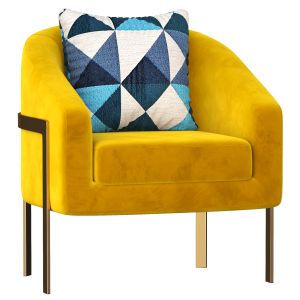 Modern Accent Chair Cotton&linen Upholstered Metal