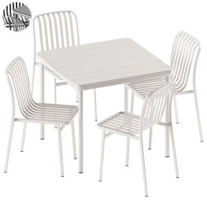 Bangi Square Table And Kano Stackable Steel Chair