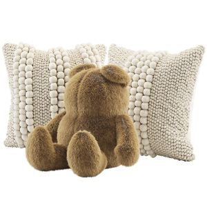 Plush Teddy Bear And Pillows Set