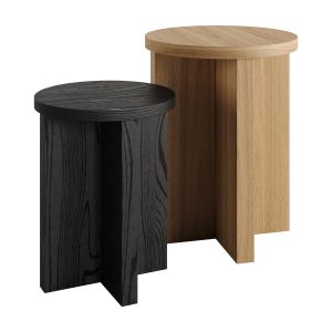 Chene Side Table And Stool By Atelier De Troupe