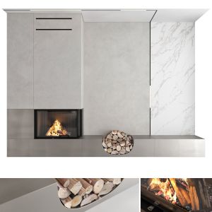 Decorative Wall With Fireplace Set 14