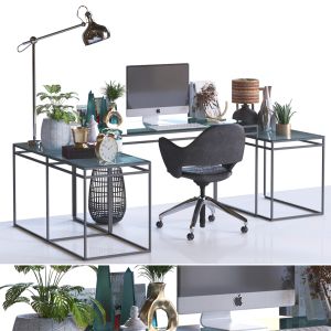 Home Office Work Desk And Decoration Set 334