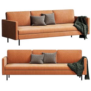 Orange Leathaire Fabric Upholstered Sofa By Homary