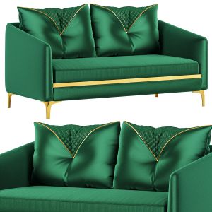 Green Velvet Upholstered 3 Seater Sofa By Homary