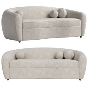 Modern White Teddy Velvet 3 Seaters Curved Sofa By