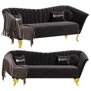 Black Velvet Upholstered Sofa By Homary