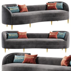 Gray Velvet Upholstered Seater Sofa By Homary