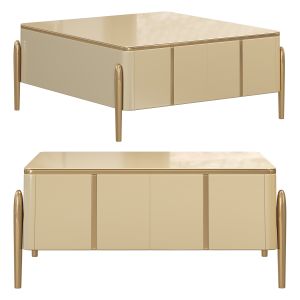 Champagne Square Coffee Table With 4drawer Accent